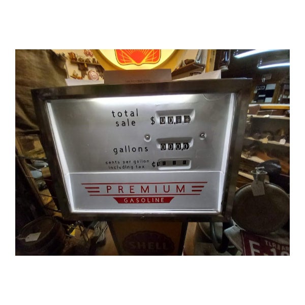 Veeder Root Shell 1962 Double Sided Veeder-Root Shell Fuel Pump | Old Time