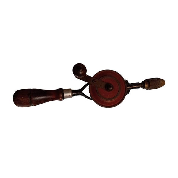 Vintage Wooden Handle Craftsman Hand Crank Drill Old Time "E" Antiques